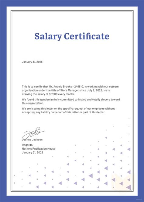 format of salary certificate | Certificate format, Certificate ...