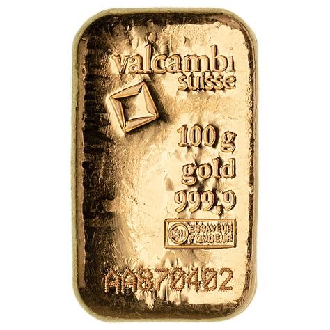 Buy 100 Gram Valcambi Swiss Cast Gold Bullion Bar