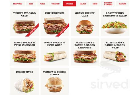 Arby's Printable Menu