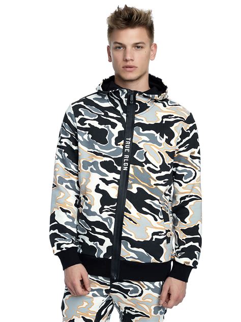 CAMO ZIP UP MENS HOODIE