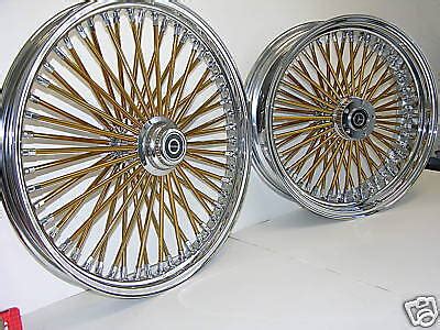 MAMMOTH FAT 52 GOLD SPOKE WHEELS HARLEY 16x3.5 16x3.5 SOFTAIL HERITAGE ...