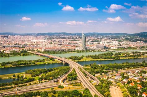 Highway through Danube River in Vienna City Stock Image - Image of ...