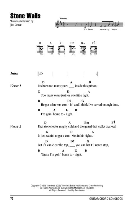 Stone Walls by Jim Croce - Guitar Chords/Lyrics - Guitar Instructor