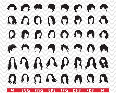 SVG Hairstyles Black Templates Digital clipart Files eps | Etsy