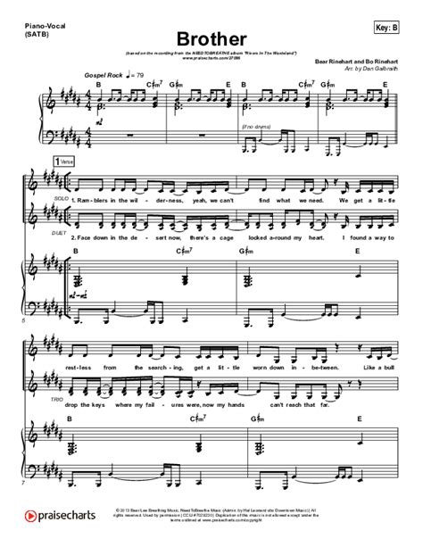 Brother Sheet Music PDF (Needtobreathe) - PraiseCharts