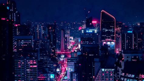 Download wallpaper 2048x1152 night city, city lights, aerial view ...