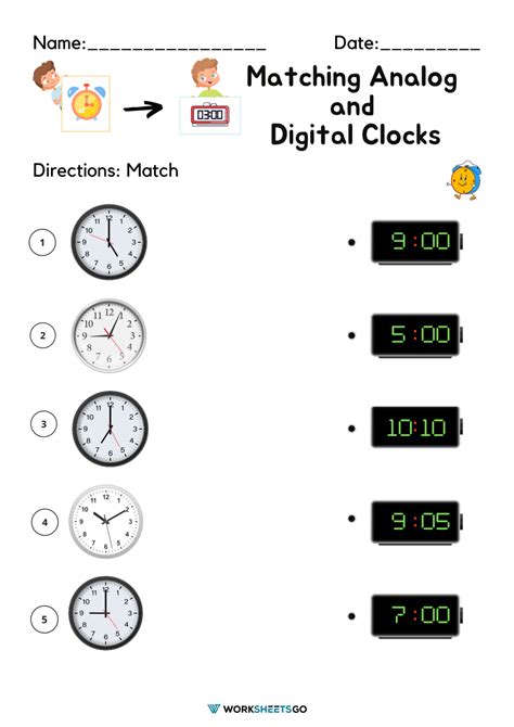 Matching Analog And Digital Clocks Worksheets | WorksheetsGO