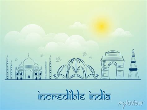 Incredible india background with indian monuments. posters for the wall • posters travel, tour ...