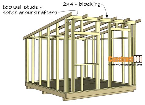 10x10 Lean To Shed Plans - Construct101 | Small shed plans, Shed frame, Lean to shed