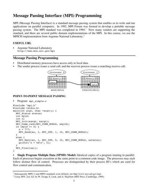 Message Passing Interface (MPI) Programming