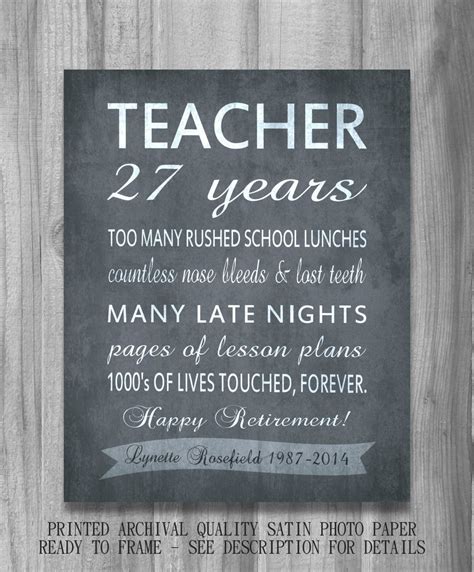 Teacher RETIREMENT Gift Personalized Inpirational Print