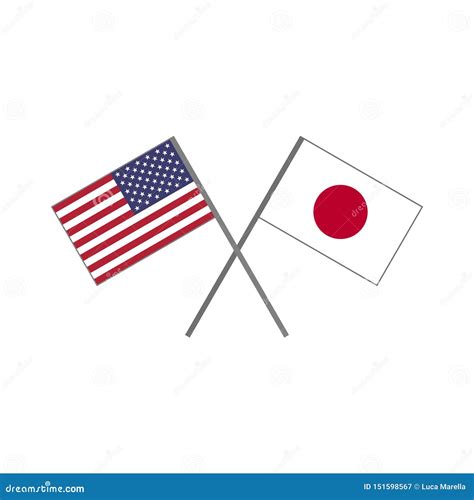 Vector Illustration of the American Flag and the Japanese Flag Crossing ...