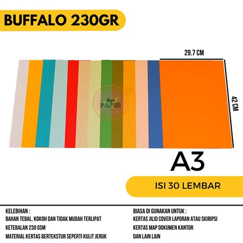 Jual Kertas Buffalo A3 230 Gsm isi 30 lembar / Kertas Karton A3 Buffalo ...