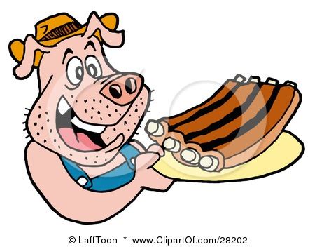 Clipart Illustration of a Hillbilly Pig In Overalls, Eating Ribs by LaffToon #28202 | Dope ...