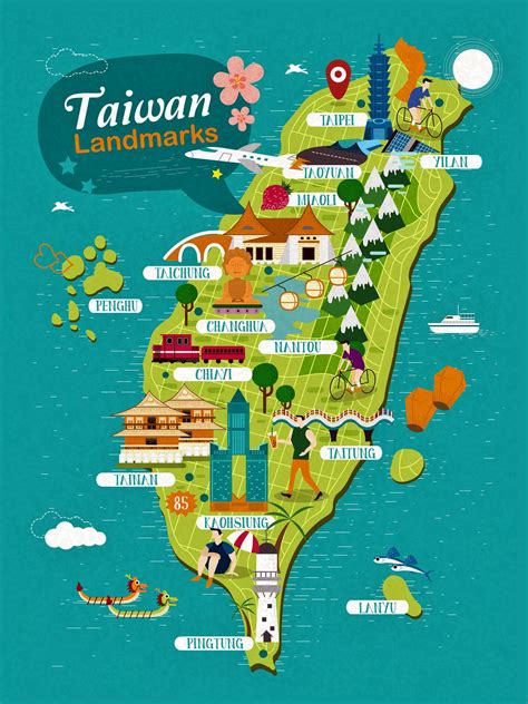 Taiwan Map of Major Sights and Attractions - OrangeSmile.com