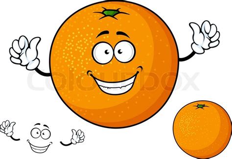 Funny cartoon orange fruit character ... | Stock vector | Colourbox