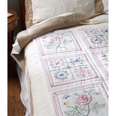 Bucilla Stamped Embroidery Quilt Blocks 15"X15" 6/Pkg-Floral - Walmart.com