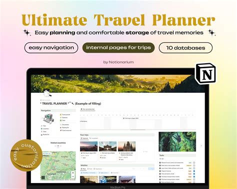 Travel Planner Notion Template Notion Itinerary Template Travel ...