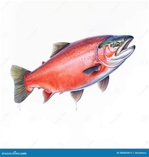 Realistic Colorized Salmon Drawing In Muralist Style Royalty-Free Stock Photography ...