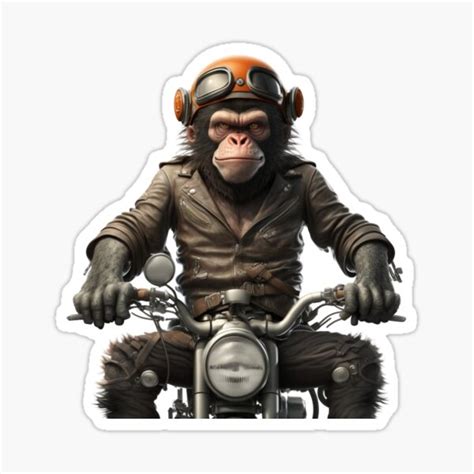 "Monkey Biker Off Road Adventure, Monkey On a Motorcycle" Sticker for ...