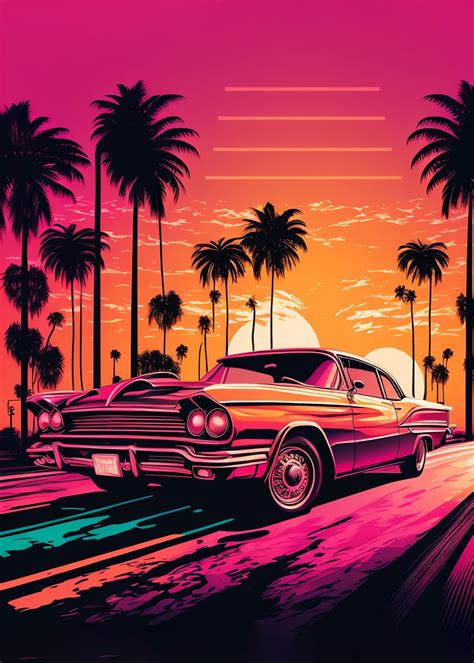 '80s Classic Car retro' Poster, picture, metal print, paint by Adryan Baba | Displate