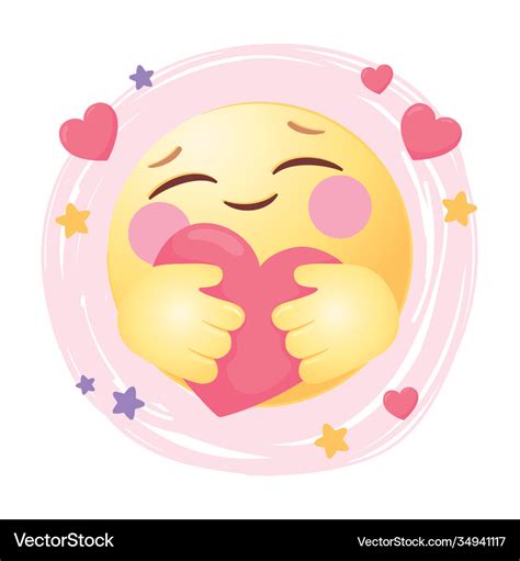 Social media emoji hugging a heart romantic Vector Image