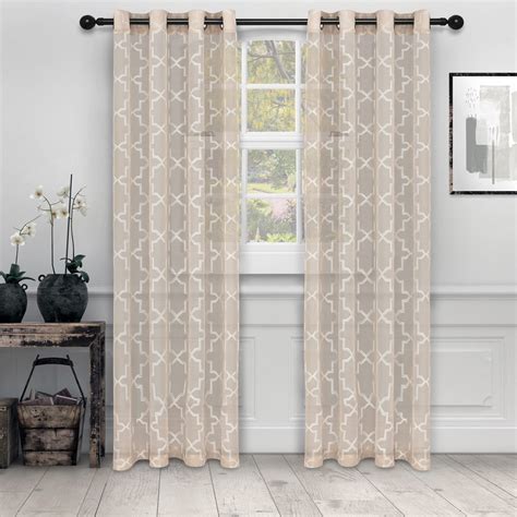 Superior Semi-Sheer Quatrefoil Printed Curtain Panels (Set of 2) Beige - Walmart.com