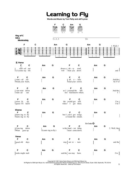 Learning To Fly by Tom Petty Sheet Music for Really Easy Guitar at ...