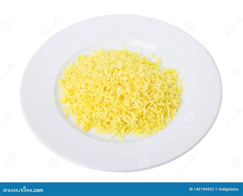 Boiled yellow rice. stock image. Image of homemade, isolated - 142196925