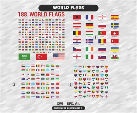 World Flag Svg World Flags Bundle Svg Instant Download | Etsy