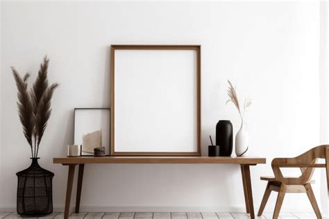 Premium Photo | A wooden frame on a table in a living room