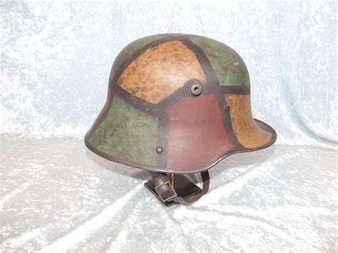 WW1 German M16 Camouflage Helmet from theantiquesstorehouse on Ruby Lane