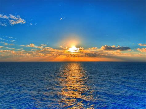 Golden sunset on the blue sea HD desktop wallpaper : Widescreen : High Definition : Fullscreen