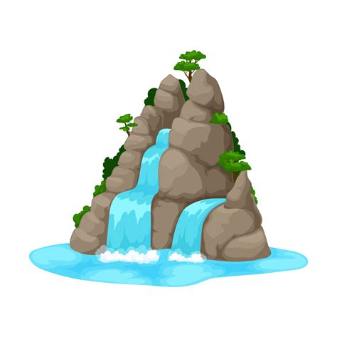 Cartoon waterfall or water cascade fall from rock 10876710 Vector Art ...