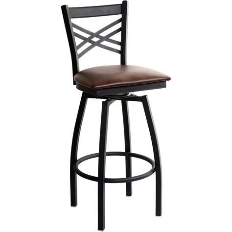 Metal Cross-Back Swivel Bar Stool