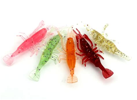 INFOF 50PCS Soft Plastic Shrimp Lures Artificial Shrimp Lures Soft ...