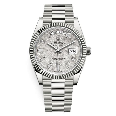 Rolex Day-Date 228239 Meteorite Baguette Diamond Dial 40mm White Gold ...