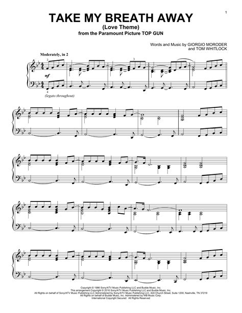 Berlin - Take My Breath Away (Love Theme) sheet music