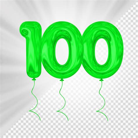 Premium PSD | Green balloon number 100