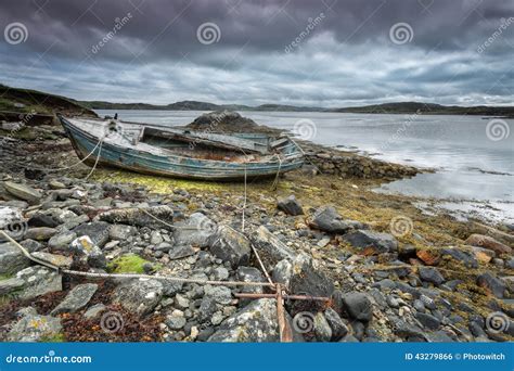 Scottish Beach And Old Boat Stock Photo - Image: 43279866