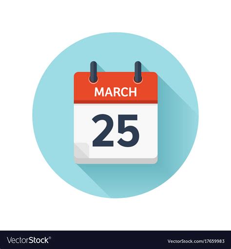 March 25 flat daily calendar icon date Royalty Free Vector