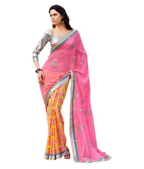 Patang International Pink Brasso Saree - Buy Patang International Pink ...