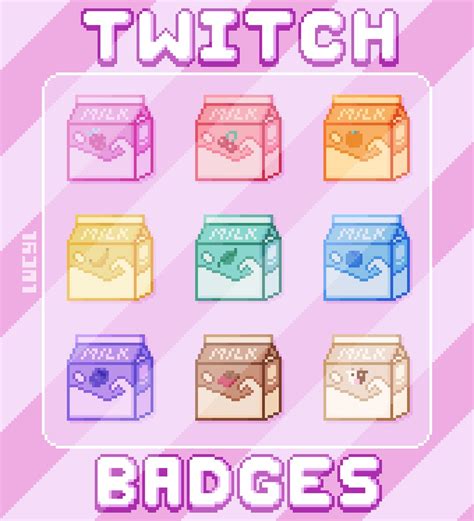 9x Twitch Sub Badges / Bit Badges/ Emote Pixel Art Milk Cartons ...