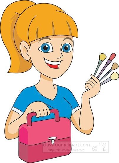 makeup artist holding brushes clipart - Classroom Clipart