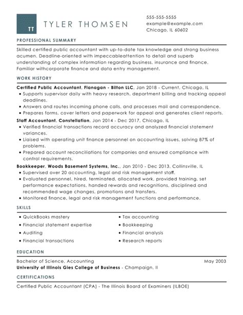 Best CPA (Certified Public Accountant) Resume Examples