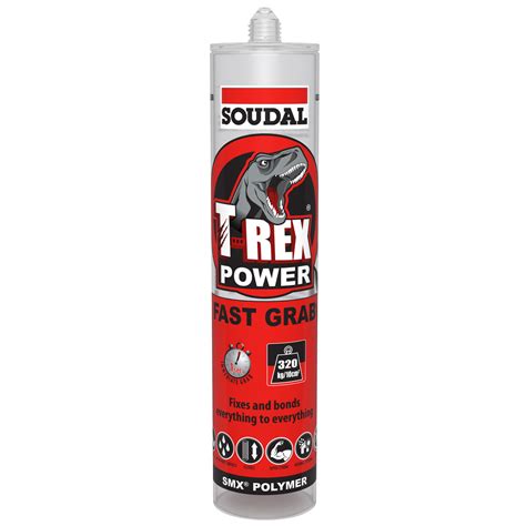 Soudal 134912 T-Rex Power Fast Grab 290ml SMX® Polymer Sealant Adhesive Clear 153387 - Sealants ...