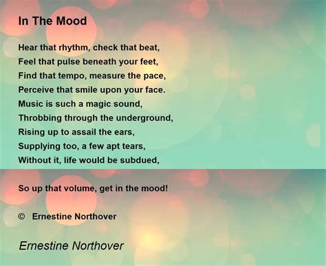 In The Mood - In The Mood Poem by Ernestine Northover