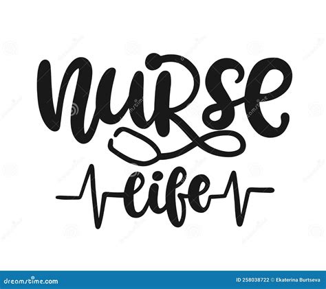 Nurse Life Hand Lettering Design Stock Vector - Illustration of ...