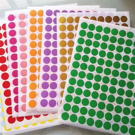 20mm beautiful COLOR DOT stickers for various use, A4 size can be printed on laser printer, Item ...