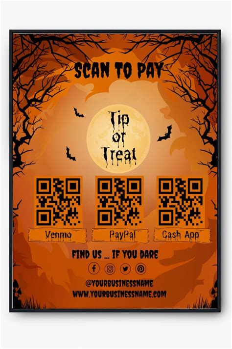 Spooky Halloween QR Code Sign for Easy Payments, Editable Template